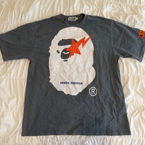 Heron Preston Charcoal and Orange Graphic Tee